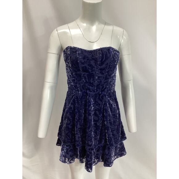 Majorelle 'Martha' Blue Velvet Mini Dress Size L - Picture 2 of 3